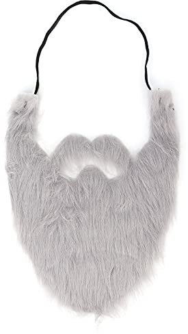 LANTRO JS Gefälschte Bärte Falsche Bärte Halloween Party Gefälschter Bart Kostüm Gesicht Falscher Bart Männlicher Gefälschter Schnurrbart für Party Supplies Grau
