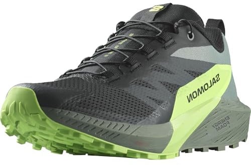 SALOMON Sense Ride 5, Zapatillas de trail running Hombre, Black Laurel Wreath Green Gecko, 46 EU