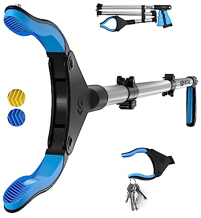SLAH 43inches Litter Picker Grabber Stick, Helping Hand Grabbers for Disabled, Litter Pickers for Adults Foldable Rotating 360 Degree Reaching Aids (43inch Blue)