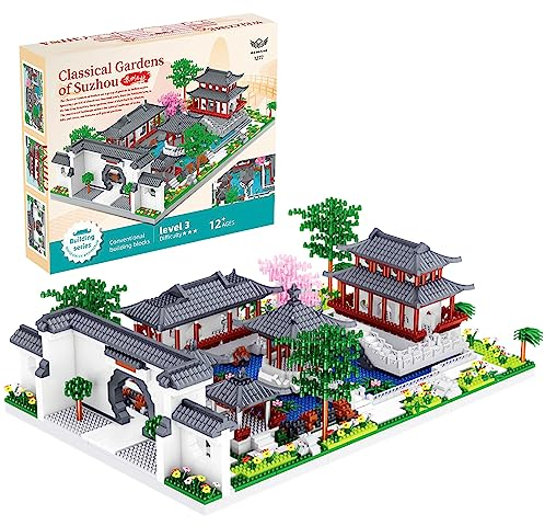 Chinese Architecture of Suzhou Garden Micro Bausteine, Bauklötze-Sets, klemmbausteine Creative Geschenk für Jungen, Mädchen Erwachsene, 3930PCS Micro Mini Bausteine