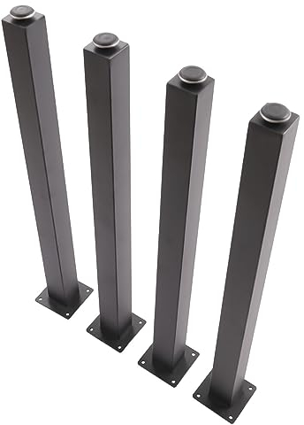 InSyoForeverEC Lot de 4 pieds de table carrés en métal réglables en hauteur - 71 cm de hauteur - Pour table à manger, bureau, tables basses, armoires TV, tables d'appoint - Noir