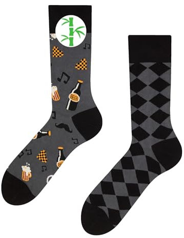 Dedoles Chaussettes Unisexe Homme Femme & Enfants beaucoup designs amusants gauche droite différent, couleur: Noir, motif: Fête de bière (bambou), taille: 35-38