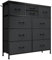 MYHMCT Chest of Drawers, 10-Drawer Fabric Dresser with Wood Top & Metal Frame, Sturdy Storage Organizer for Bedroom, Kids Room, Living Room, Closet - Easy Assembly (Black Grey)