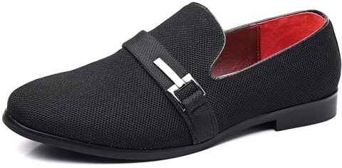 COSIDRAM Herren Loafers Slip on Schuhe Smoking Anzug Mokassins Kleid Freizeitschuhe für Männer Schwarz 46