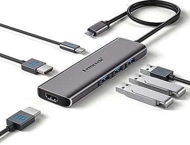 Docking Station USB C 2 HDMI 4K per Windows MacOs MST A+B+C, 3 USB 3.0, PD100W -6in1 Aluminio Hub USB-C Dual HDMI Dock Station Usbc Doppia Monitor per MacBook air pro Laptop PC Adattatore