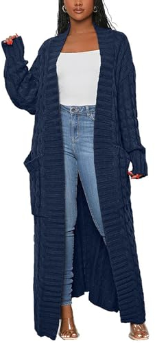 tinbarry Cardigan Cardigan Lungo da Donna Giacca Invernale Lavorata a Maglia Grossa Maglione Casual Lavorato a Maglia con Tasche Cappotto Lavorato a Maglia Allentato Elegante Cardigan Lungo Maglione