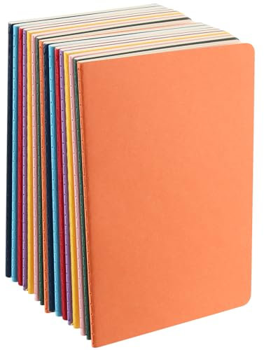 PINGEUI 16 Pack A5 Lined Notebook Multipack, A5 Notebook 60 Pages Kraft Cover Lined Notepad Multipack Notebooks for School Supplies, Office, Family (8 Colour)