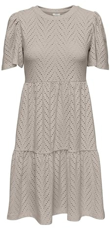 JDY Women's Jdycarla Cathinka S/S Dress JRS Noos, lightgrey, S
