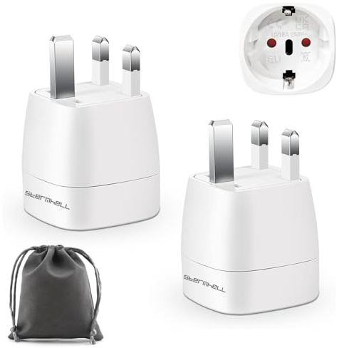 Adattatore Presa Inglese, 2 pezzi Adattatore Presa Inglese a Spina Italiana, Tipo G Adattatore Universale da Viaggio 2500W Adattatore UK per Gran Bretagna, Qatar, Irlanda, Gambia (Bianco)