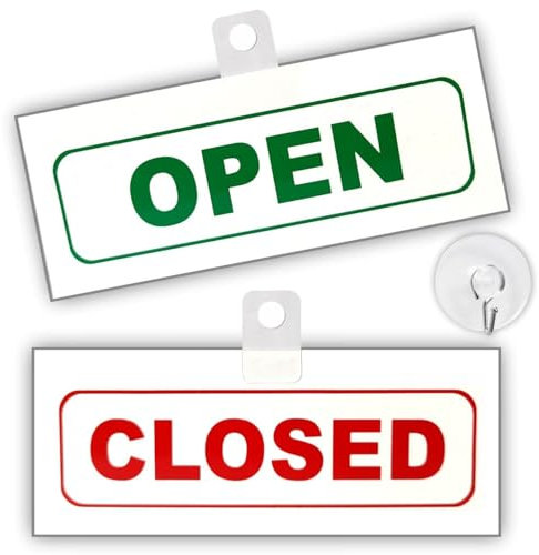 Agendepoint.it - Cartello Open Close Big Rosso/verde In Pvc Bianco 20x8cm Arial Bifacciale Con Ventosa Inclusa