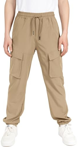 CAMLAKEE Niños Carga Joggers Pantalones Casual Impermeable Empujoncito Pantalone con Cordón