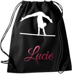 Sac à Dos personnalisé avec prénom et figure de sport - GYM GAF/GAM/GR - La Fabrique d'EC (Noir)
