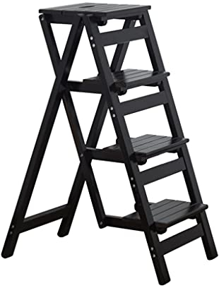 Trittleitern 4-Stufen-Leiter Massivholz Klapptritthocker Mit Breitem Holzpedal Leichte Holztrittleitern Ablage Für Haushalt Und Küche Tragbarer Tritthocker