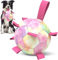 HETOO Dog Soccer Ball with Straps, Puppy Balls for Small Medium, Puppy Birthday Gifts, Dog Water Toy - Rainbow (6 Inch)