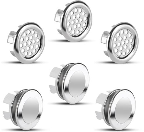 6 Pcs Couvercle de Trop-Plein pour Lavabo, Anneau de Débordement d’Évier, Bouchon Trop Plein Lavabo, Bouchon lavabo Salle de Bain, pour Lavabo, Salle de Bain, Cuisine