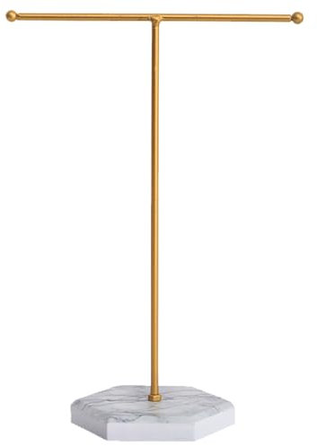 GNAUMORE Portagioielli in Metallo a Forma di T,Portagioielli a Forma di T Porta Collane e Orecchini,Porta Gioielli con Barra a T in Metallo,Gioielli a Forma di T,Espositore per Collana a Forma di T