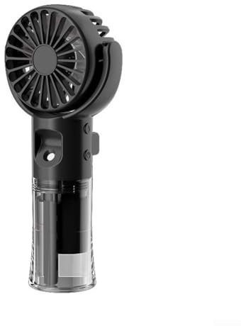 DAZZLEEX Ventilatore portatile compatto, ricaricabile con nebulizzatore d'acqua, regolabile, 4 velocità (nero)