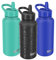 SHO Guzzler Water Bottle with Straw Lid - Leakproof, Dishwasher Safe, BPA Free, No Sweat, Vacuum Insulated Double Walled Stainless Steel Flask, 950ml & 1900ml - 24 Hours Cold (Black Leopard, 950ml)