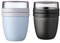 Mepal | Lunchpot Ellipse Mixed | Old Nordic Blue + Nordic Black | Müslibecher to go | Unterteilung für Joghurt & Müsli | 500 ml + 200 ml | Geeignet für Gefrierschrank, Mikrowelle & Spülmaschine