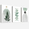 3Pcs Cadre en Bois Impression sur Toile Plantes Vertes Esthétiques Boho Tableau Image sur Toile Géométrique Minimaliste Tableau Decoration Murale Salon Chambre Salle de Bain 90x40cm(12x16x3pcs)