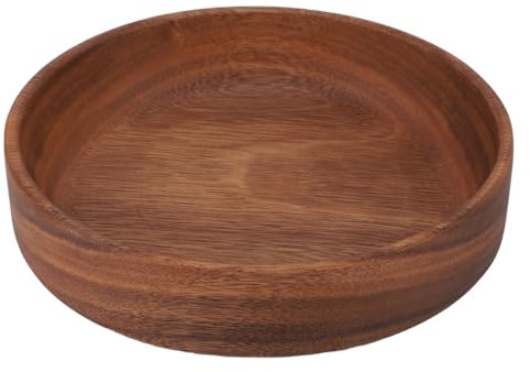 Cuenco de Madera para Servir, Plato de Postre, Bandeja, Cuenco de Madera para Aperitivos, Frutero Decorativo para Cocina, Comedor, Fruta, Postre, Merienda (Tamaño grande redondo)