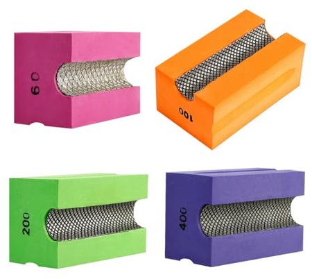 MiJunHD Concave Electroplated Diamond Sanding Block, 60/100/200/400 Grit Curved Polishing Pad for Grinding Trimming Granite Marble Glass Stone Tile Wood (4 Pieces)