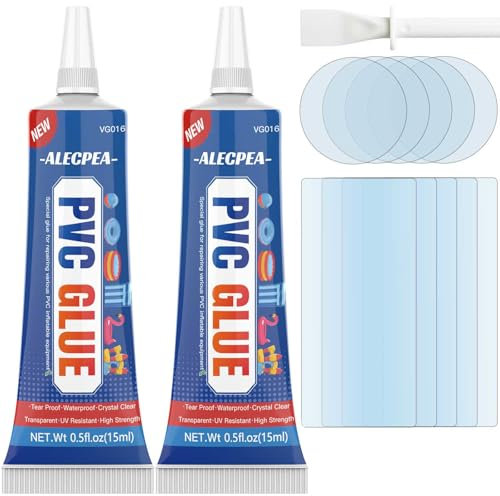 ALECPEA Air Mattress Patch Kit, Pool Liner Patch Kit Waterproof, Transparent Inflatable Patch Repair Kit - Vinyl Repair Kit for Boat,Raft, Swimming Pool, Hot Tubs, Inflatables(15ml 2Pack)