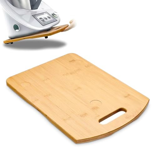 Planche pour Thermomix TM6 TM5, Slider pour Thermomix TM6 TM5 Planche Coulissante pour Thermomix TM6/TM5 Accessoire, Plateau Support avec Roulettes, Pieds en Caoutchouc Antidérapants et Poignée,Bamboo