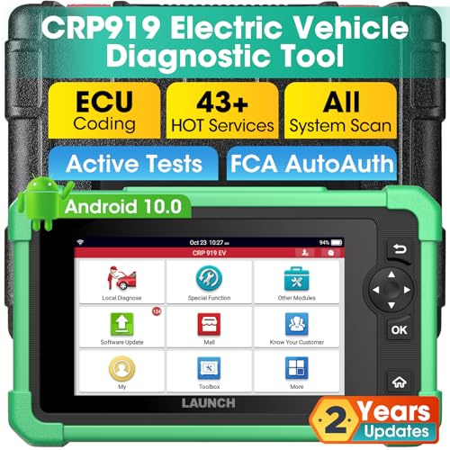 LAUNCH X431 CRP919 EV Diagnostic Tool for Electric Vehicles New Energy Cars | Bidirectional Scan Tool, ECU Coding, Full System Diagnostic Scanner, 43+ Reset, CANFD&DOIP, FCA AutoAuth, 2Yrs Update