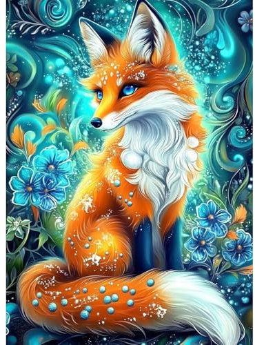 CEOVR Kit Diamond Painting Adulte Renard Diamant Adulte,5D DIY Diamond Art Kit Complet,Renard Fantastique,30x40 cm