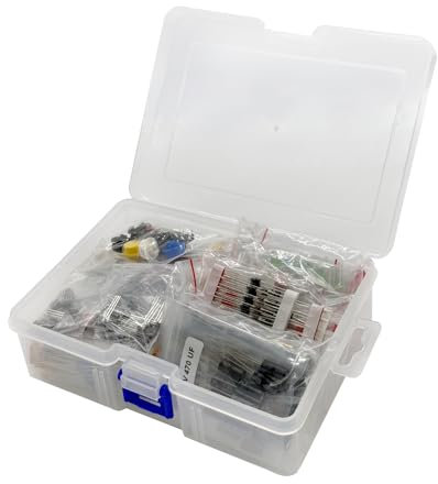 Aubenai Elektronik Bauteile Set, 1410 Teile, Metallschicht Widerstände, LED Dioden, Elektrolytkondensator, Keramikkondensatoren, Transistoren Für DIY Projekte
