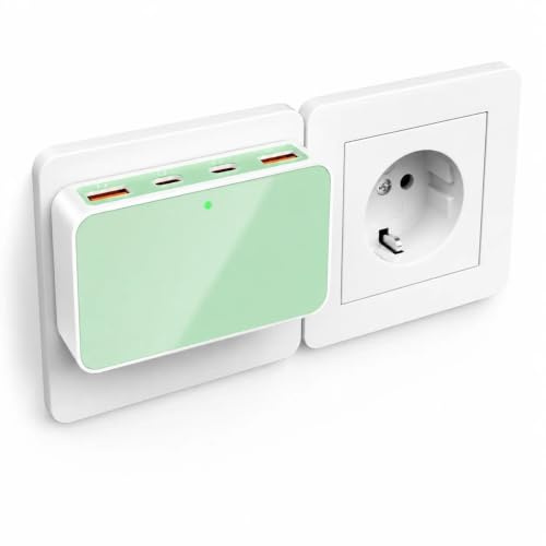 VPSUN USB C Ladegerät 65W Flachstecker,USB Mehrfachstecker Reise | Ladestation mit 4 Ports Netzteil,Schnellladegerät USB C für Laptop,MacBook ,iPhone,Samsung,Huawei.(Green, 65W)