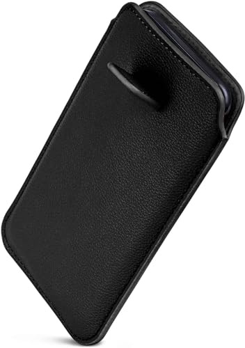 ONEFLOW Liberty Case für iPhone 16 Handy Einsteckhülle mit Rückzugfunktion, PU Leder Handytasche, Schutzhülle mit Lasche, Sleeve Etui Hülle zum Einstecken, Schwarz