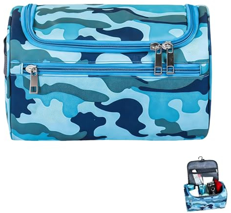 Kids Toiletry Bag, Boys Wash Bag Wash Bags for Kids Wash Bag for Travelling | Boys Toiletry Bag Men, Mens Wash Bags Toiletry Bags, Blue Camo Children's WashBag, School Gym or Holidays