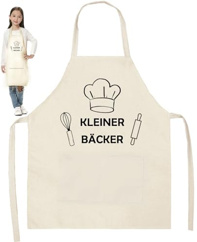 TAKONE Kinder Küchenschürze Baumwolle Leinen – 1 Stück Kinder Backschürze für Jungen und Mädchen – Ideal Zum Kochen, Backen, Malen