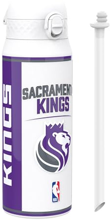 NBA Sacramento Kings Sports Thermal Water Bottle with Removable Straw, 750ml/24oz, Leak-Proof Insulated Drinking Bottle, Easy to Open, Secure Lock, Dishwasher Safe, Flip Cover, Metal Bottle