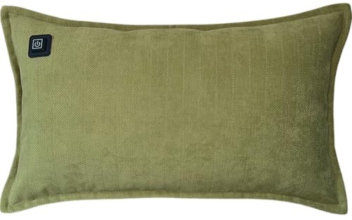 Warmpi® Kabellos Infrarot-Heizkissen, Wärmekissen mit Powerbank – Chenille 30x50 cm – Flexibel einsetzbar & mit integriertem 3m Kabel verwendbar (Grün)