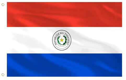 AhfuLife Bandera de Paraguay de 150 x 90 cm para Decoración de Fiestas, 1 Bandera Paraguay de Doble Cara con Ojales de Latón para la Copa del Mundo de Fútbol, Día Nacional, Jardín, Calle, Fiesta