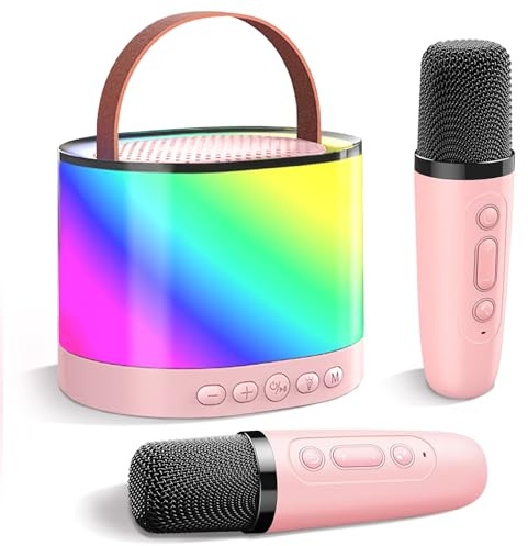 GQBVPN Micro Karaoke Enfants avec 2 Micro sans Fil, Mini Jouet de Machine de Karaoké, Micro Karaoke Enfants Portable, Karaokes Jouet Garcon 4-12 Ans Musique Enfant (Rose)