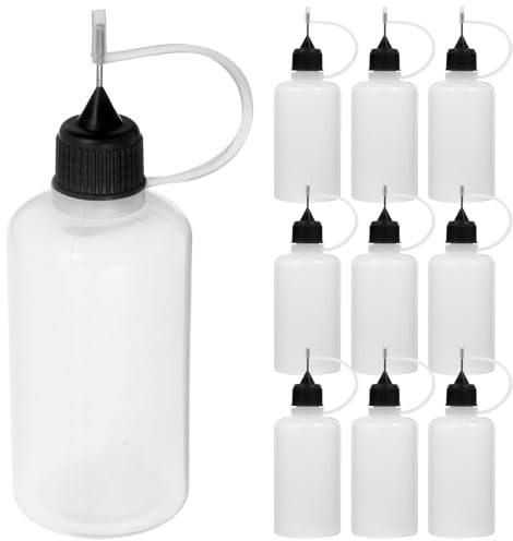 COHEALI Lot de 10 Flacons Souples Étanches pour Colle Flacons Vides avec Embout Fin pour Colle Liquide À Ongles Noir