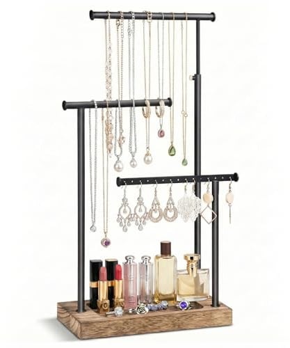 Carehabi Porta gioielli Espositore Gioielli Porta Collane e Orecchini Portagioie Porta Orecchini Organizer per Braccialetto Collana Orologi Anelli Bianco