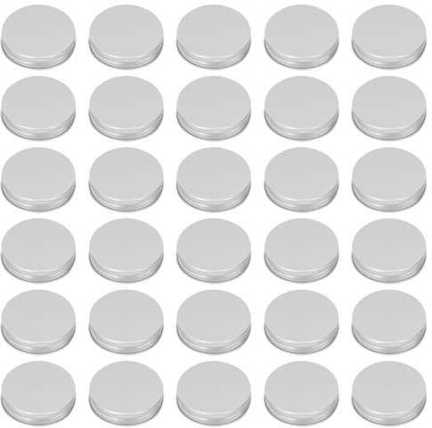 50pcs Silver Aluminum Jar Lid Replacement Thread Covers | Anti-leak Cup Covers, Universal Glass Jar Covers, Easy to Clean Metal Screw Caps