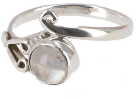 Filigraner Silberring mit Edelstein, indischer Sonne/Mond Ring, Mondstein