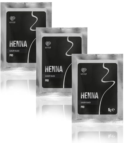 LOVELY Henna Augenbrauenfarbe Luxury Black 5g - für definierte Brows aus pflanzenbasierten Pigmenten - intensiver schwarzer Farbton für sehr dunkle Haarfarben und dunkle Augenbrauen (3er Pack)