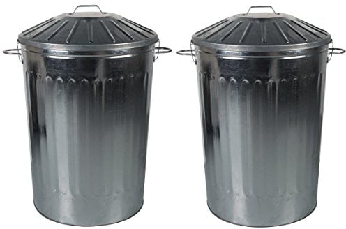 2 x CrazyGadget® 125 Litre 125L Extra Large Metal Galvansied Dustbin Kitchen House Garden Storage Unit Bin with Special Locking Lid