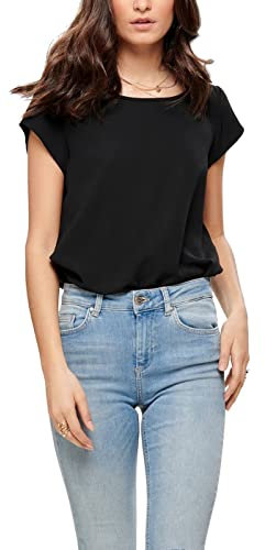 ONLY Onlvic S/S Solid Top Noos Wvn Camiseta, Mujer, Negro, 34
