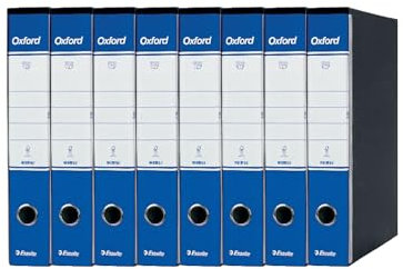 Esselte OXFORD G84 Registratore con Custodia, con Meccanismo a Leva N.1 in Formato Protocollo (23x33cm) con Dorso da 5 cm, Blu, Conf.da 8 pezzi, 390784050