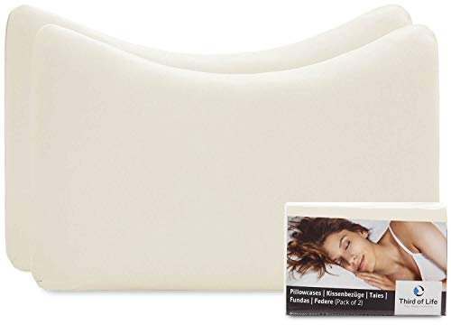 Hochwertiger Kissenbezug Doppelpack (2er Set, Elfenbein-Weiß Uni) für Nackenstützkissen Nuvia, EnergyON und VITAL Ice – Baumwolle, Double Jersey, Bügelfrei, Kissenhülle mit Reißverschluss