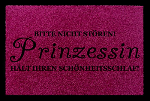 Interluxe TÜRMATTE Fußmatte Bitte Nicht STÖREN [ Prinzessin ] Mädchen Kinderzimmer Spruch Fuchsia
