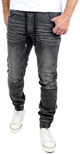 Reslad Pantalon de jogging en jean pour homme Coupe slim RS-2073 - Noir - XX-Large